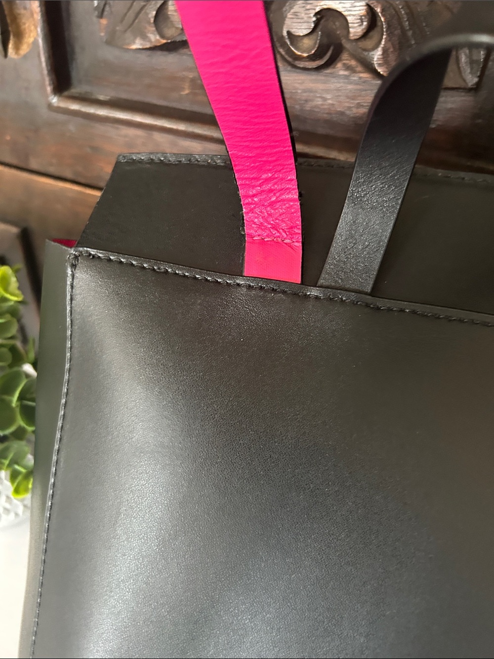 kate spade Black Leather Backpack with Pink Strap Accents - Picture 9 of 17